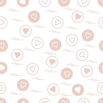 Cute seamless pattern with hearts in circles. Stock Illustration
