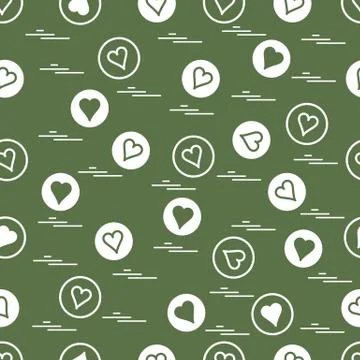 Cute seamless pattern with hearts in circles. Stock Illustration