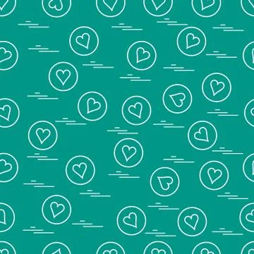 Cute seamless pattern with hearts in circles. Stock Illustration