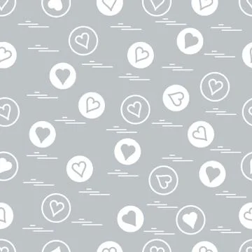 Cute seamless pattern with hearts in circles. Stock Illustration