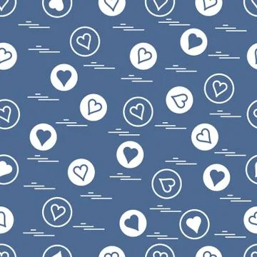 Cute seamless pattern with hearts in circles. Stock Illustration