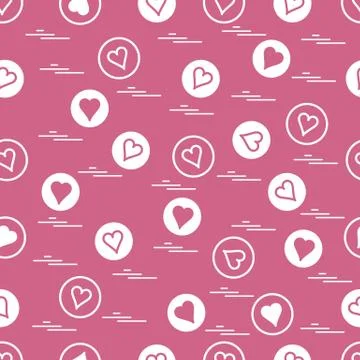 Cute seamless pattern with hearts in circles. Stock Illustration
