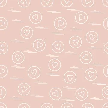 Cute seamless pattern with hearts in circles. Stock Illustration