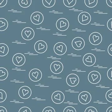 Cute seamless pattern with hearts in circles. Stock Illustration