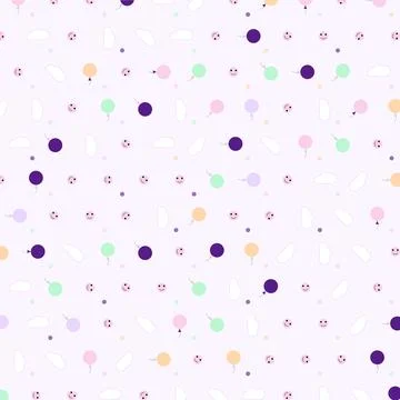 Cute seamless pattern illustration with colorful balloons and fluffy clouds.. Stock Illustration
