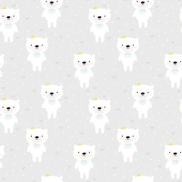 Cute seamless pattern for kids with cartoon little bears. Nursery backgroun.. Stock Illustration