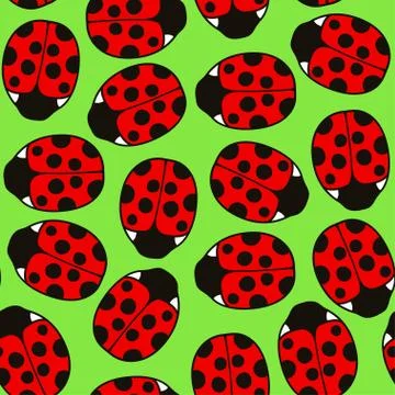 Cute seamless pattern with ladybug elements Stock Illustration