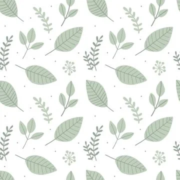 Cute seamless pattern with leaves and twigs. Stock Illustration