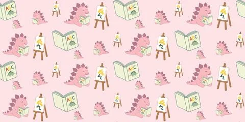 Cute seamless pattern with little chicks pink background easter decoration Stock Illustration