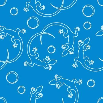 Cute seamless pattern with lizards and circles. Stock Illustration