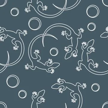 Cute seamless pattern with lizards and circles. Stock Illustration