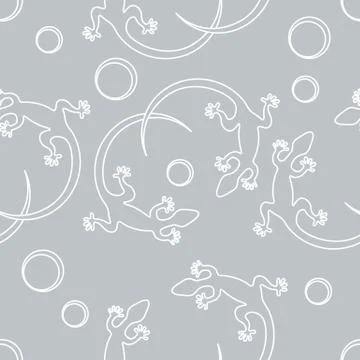 Cute seamless pattern with lizards and circles. Stock Illustration