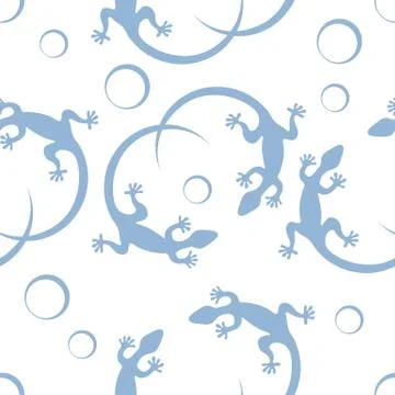 Cute seamless pattern with lizards and circles. Stock Illustration