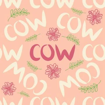Cute seamless pattern of milk splashes and the inscription Milk, Cow, Love. F イラスト素材