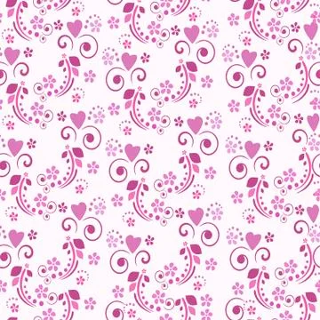 Cute seamless pattern or background with hearts and flowers vector. Stock Illustration