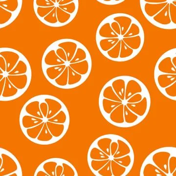Cute seamless pattern with orange slices Stock Illustration