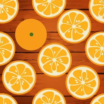 Cute seamless pattern with orange slices Stock Illustration