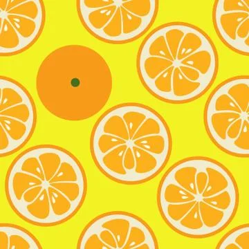 Cute seamless pattern with orange slices Stock Illustration