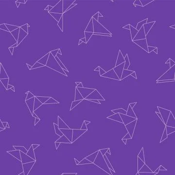 Cute seamless pattern with origami birds - colorful design. Stylish vector Illustrazione stock
