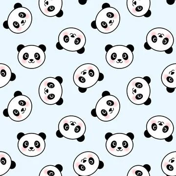 Cute Seamless Pattern of Panda Heads Stock Illustration