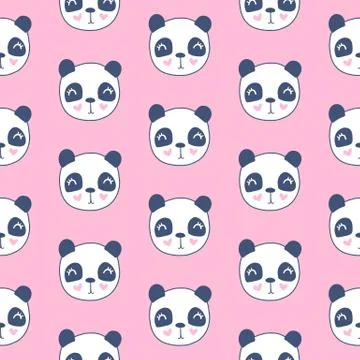 Cute seamless pattern pandas. Vector cartoon animals background. Stock Illustration