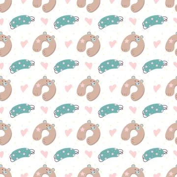 Cute seamless pattern with pillow and sleep mask Stock Illustration