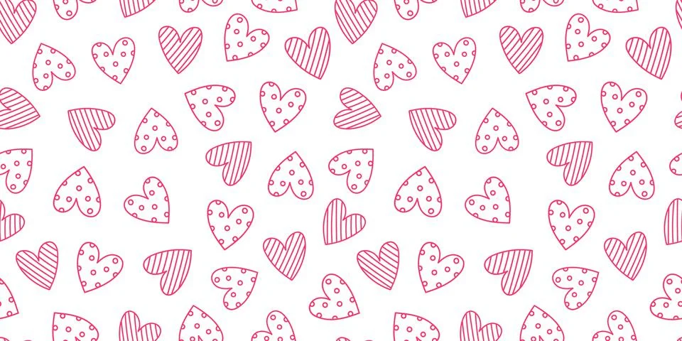 Cute seamless pattern with pink doodle hearts 스톡 일러스트
