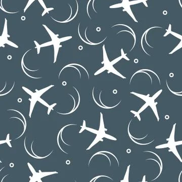Cute seamless pattern with planes and traces of the plane. Illustrazione stock