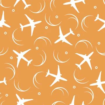 Cute seamless pattern with planes and traces of the plane. Stock Illustration