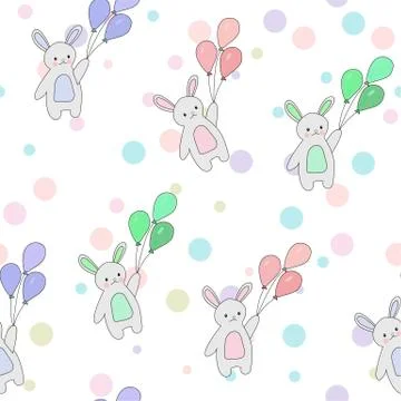 Cute seamless pattern of rabbits. Stock Illustration