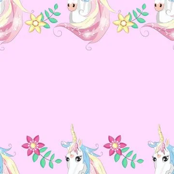 Cute seamless pattern with rainbow unicorns in the clouds Stock Illustration