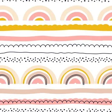 Cute seamless pattern with rainbows Stock Illustration