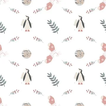 Cute Seamless Pattern, Scandinavian style Stock Illustration