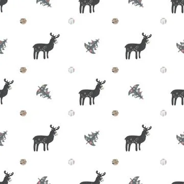 Cute Seamless Pattern, Scandinavian style Stock Illustration
