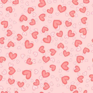 Cute seamless pattern with scattered hearts. Stock Illustration