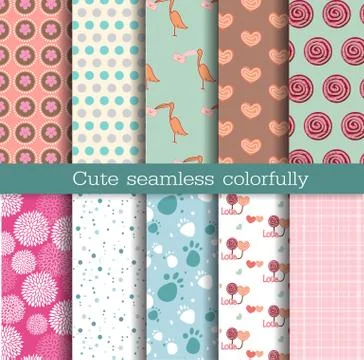 Cute seamless pattern set 1.vector Illustrazione stock
