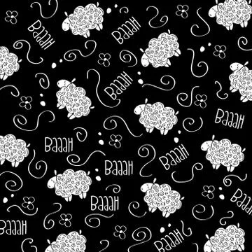 Cute seamless pattern with sheep Stock Illustration