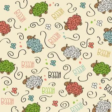 Cute seamless pattern with sheep Stock Illustration