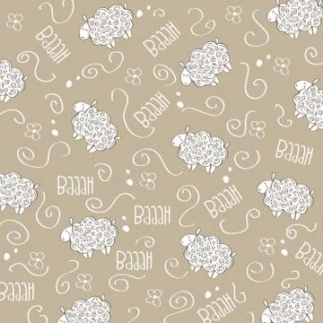 Cute seamless pattern with sheeps Stock Illustration
