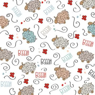 Cute seamless pattern with sheeps Stock Illustration