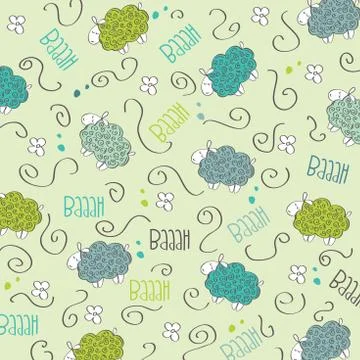Cute seamless pattern with sheeps Stock Illustration