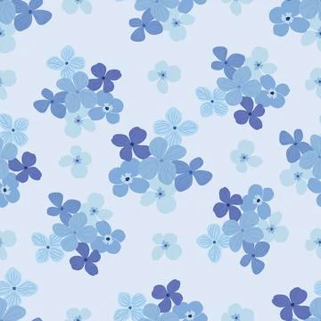 Cute seamless pattern with simple blue flowers Stock Illustration