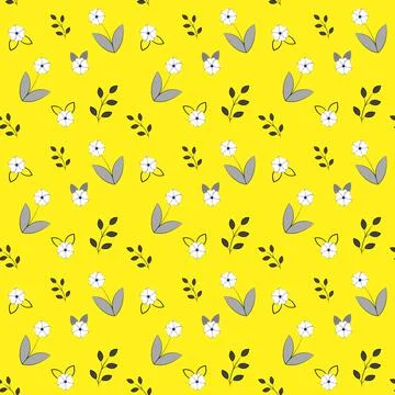 Cute seamless pattern of small flowers on a yellow background. Floral print. Stock-Illustration
