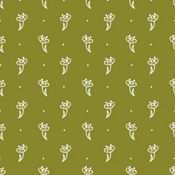 Cute seamless pattern with small flowers and dots. Stockillustratie