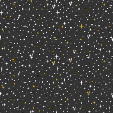 Cute seamless pattern with stars. Night sky. Hand drawn space background Stock Illustration