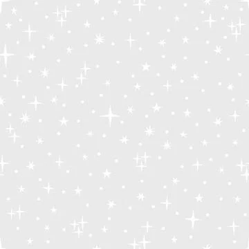 Cute seamless pattern with stars. Night sky. Hand drawn space on gray backg.. Stock Illustration
