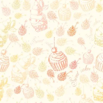 Cute seamless pattern sweet Cake Illustrazione stock