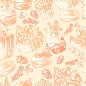 Cute seamless pattern sweet Cake Illustrazione stock
