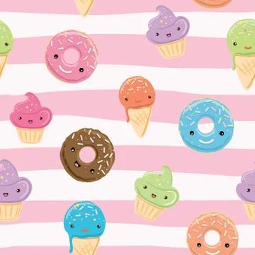 Cute seamless pattern with sweets Stock Illustration