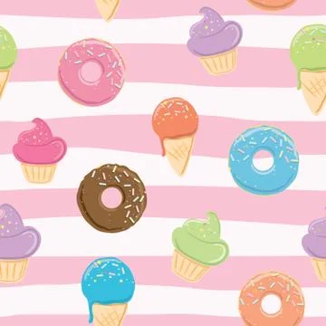 Cute seamless pattern with sweets Stock Illustration